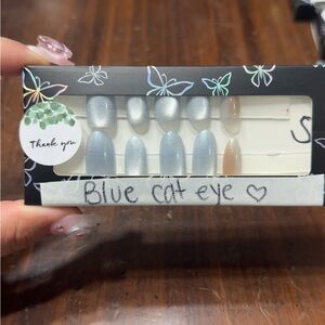 Blue cat eye gel x nails